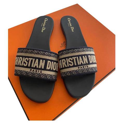 christian dior slides navy blue